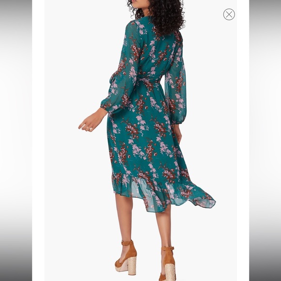 PAIGE Palazzo Print Long Sleeve Silk Wrap Dress Small - Picture 5 of 5